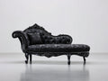 Chaise longue tapizada 190 x 78 x 100 cm - negro - diseño clásico con respaldo curvo y detalles ornamentales