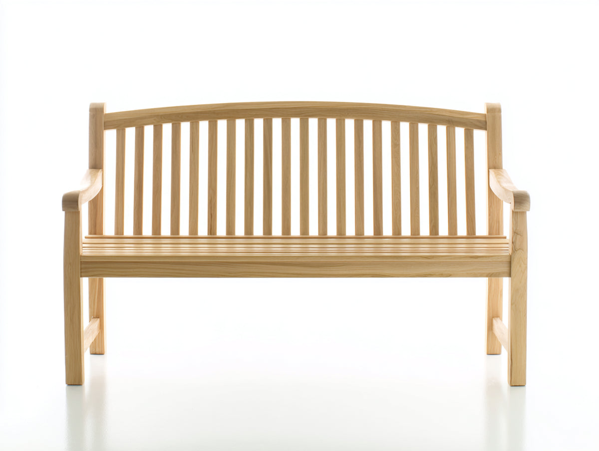 Bancos de jardín de madera 150 x 62 x 90 cm - madera natural - respaldo de listones con apoyabrazos