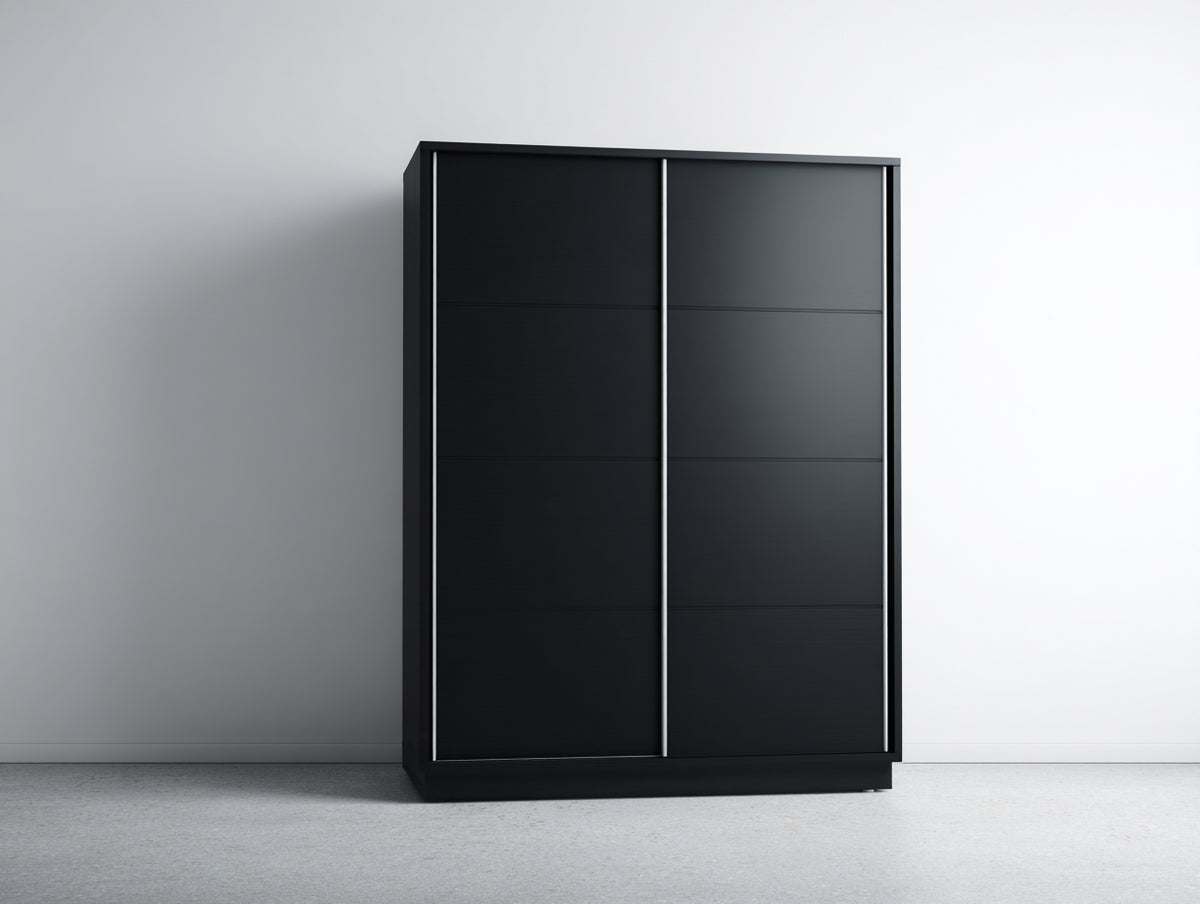 Armarios con 2 puertas correderas 160 x 60 x 200 cm - negro - diseño moderno de almacenamiento