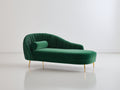Chaise longue de terciopelo 190x80x85 cm - verde esmeralda y dorado - diseño moderno con respaldo curvo