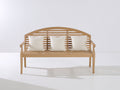 Bancos de jardín de madera maciza 150x62x95 cm - Natural - Respaldo curvo de listones y reposabrazos