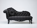 Chaise longue tapizada con estructura de madera 190x80x98 cm - Negro - Estilo clásico capitoné