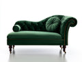 Chaise longue tapizada 180 x 80 x 92 cm - verde oscuro - diseño clásico con respaldo capitoné y brazo curvo