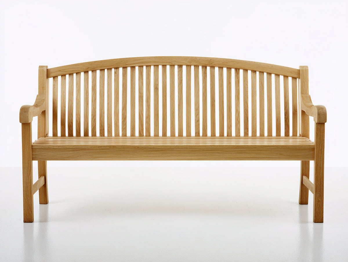 Bancos de jardín de madera maciza 150x60x90 cm - marrón natural - respaldo curvo con reposabrazos