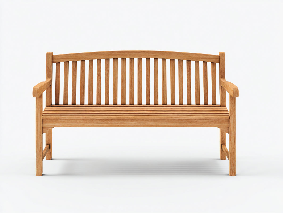 Bancos de jardín de madera 150 x 62 x 88 cm - madera natural - respaldo de listones con apoyabrazos