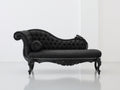 Chaise longue tapizada con estructura de madera 190x75x95 cm - Negro - Estilo clásico capitoné