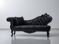 Chaise longue tapizada con estructura de madera 195x78x100 cm - Negro - Estilo clásico capitoné