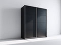 Armarios de 2 puertas correderas con paneles seccionados 180x60x210 cm - negro y gris oscuro - diseño moderno