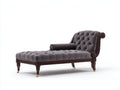 Chaise longue tapizada 185 x 82 x 96 cm - gris oscuro y madera oscura - diseño clásico con capitoné y respaldo elevado
