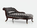 Chaise longue tapizada 190 x 85 x 92 cm - gris oscuro y madera oscura - diseño clásico con capitoné y estructura ornamentada