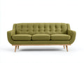 Sofás 3 plazas tapizado en tejido 210x85x85 cm - Verde oliva y madera natural - Diseño moderno de inspiración nórdica