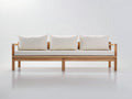 Sofás de exterior de madera 220 x 80 x 75 cm - madera natural y blanco - diseño moderno de líneas rectas