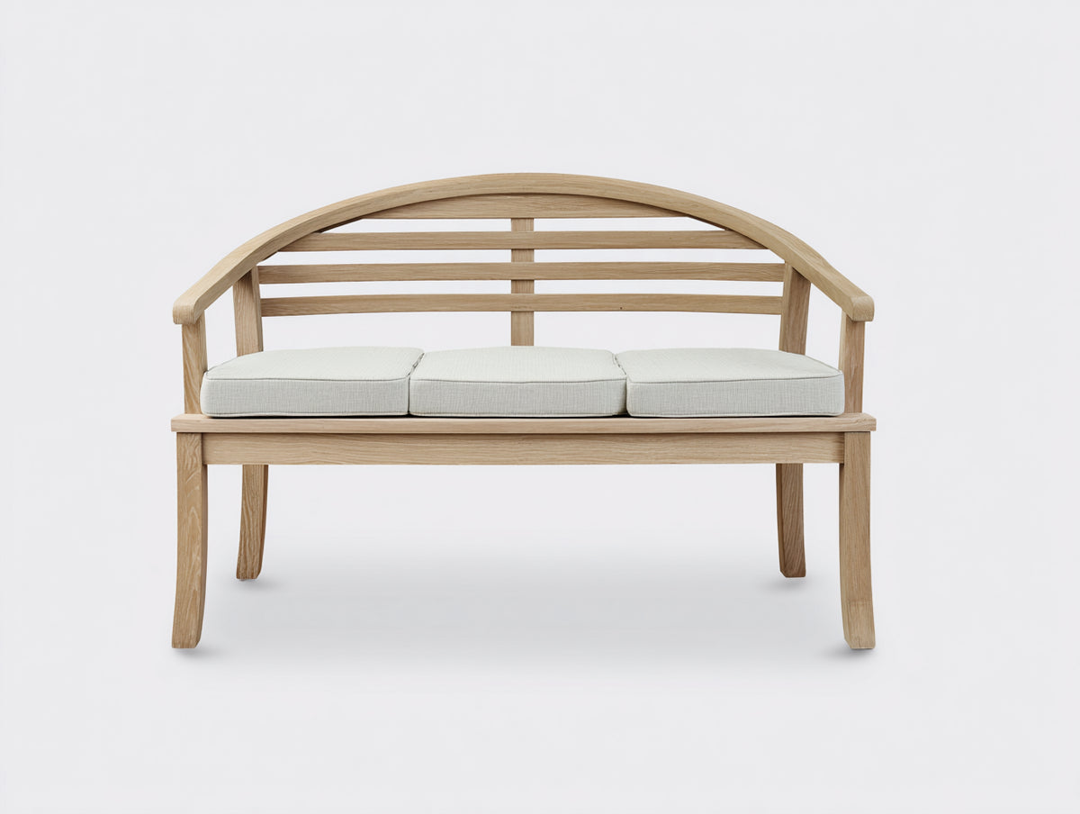 Bancos de jardín de madera 150 x 62 x 92 cm - madera natural y beige claro - respaldo curvo con asiento acolchado