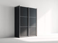 Armarios de 2 puertas correderas en madera y metal 120x60x200 cm - Negro y plata - Diseño moderno